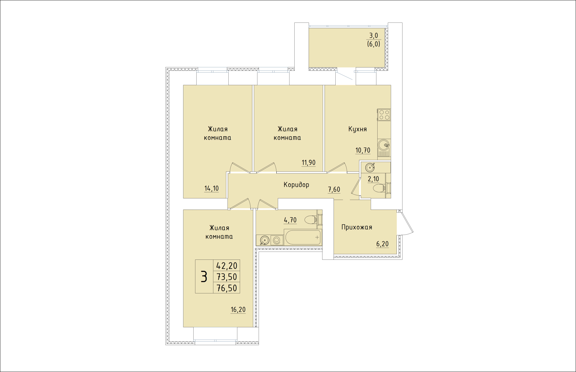 планировка квартиры 77 м2